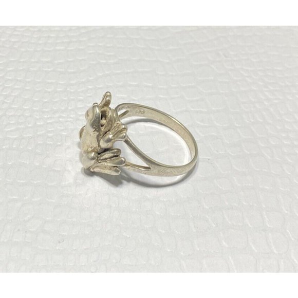 STERLING SILVER MOVABLE FROG RING SIZE 7 3/4 ARTICULATED ARMS LEGS AMPHIBIAN - Picture 4 of 7